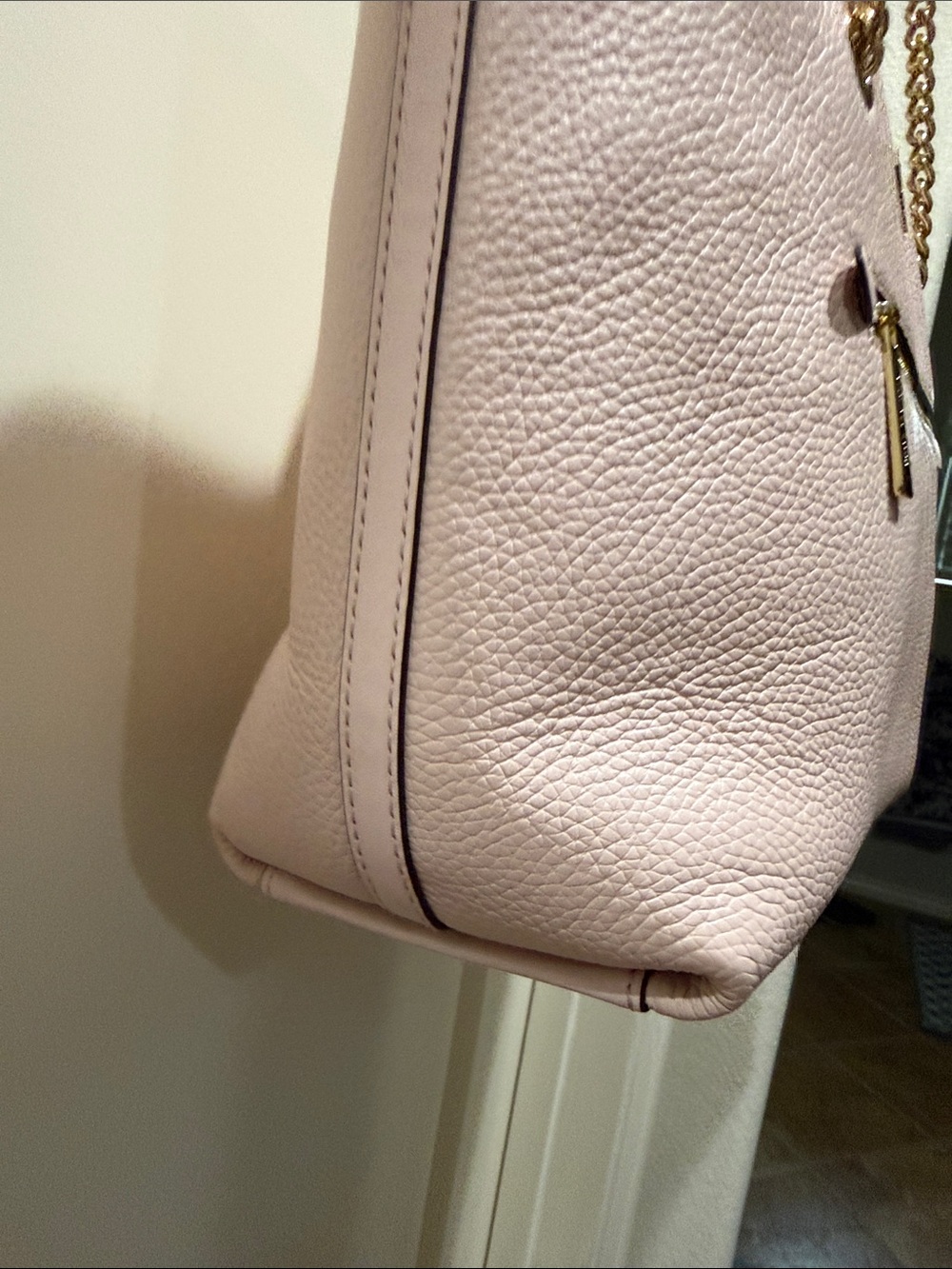 Michael Kors Blush Pink Pebbled Leather Chain-Handle Zipper Top NWT Tote - Picture 7 of 15